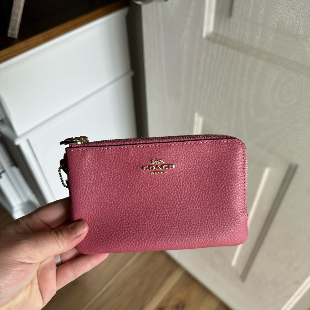 Coach Pink Pebbled Leather Wristlet